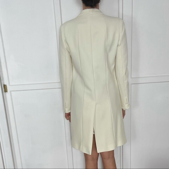 DKNY designer brand cream coat knee length size 8 - Picture 6 of 17